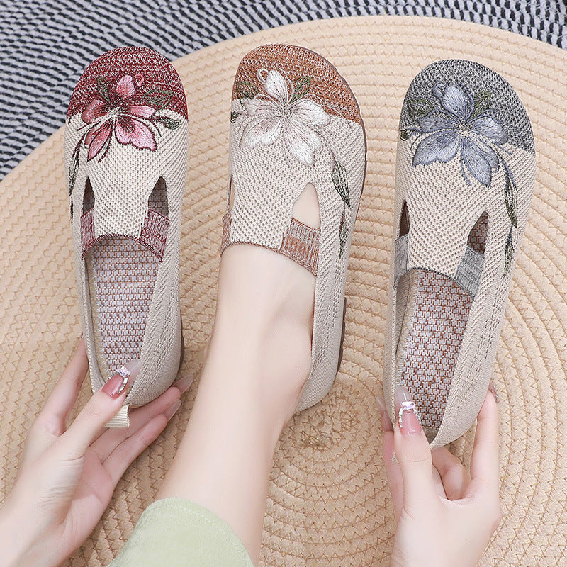 Damen Freizeitschuhe mit gesticktem Blumenmuster R&B