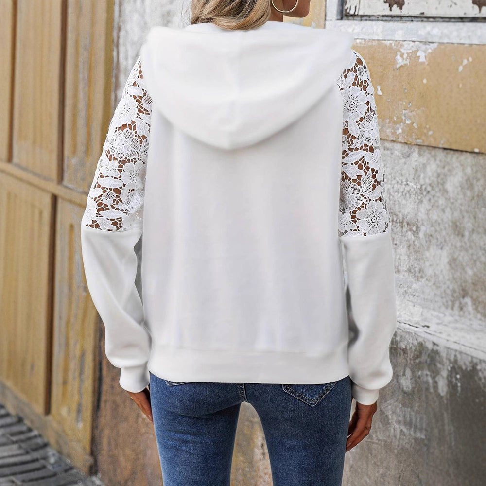 Damen Kapuze mit Spitzenärmel und Tasche R&B