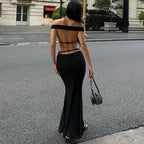 Damen Elegantes Wickelkleid mit Off-Shoulder Design und geschlitztem Rücken R&B