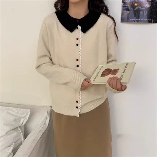 Damen Eleganter Strickcardigan mit Stehkragen und Knopfdetail R&B