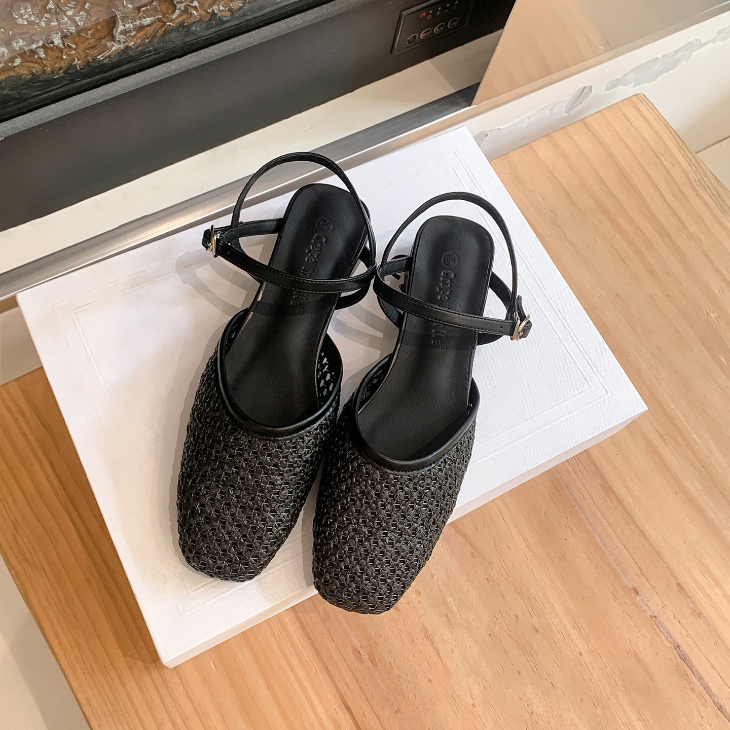 Damen Slingback-Pantoletten mit geflochtenem Obermaterial