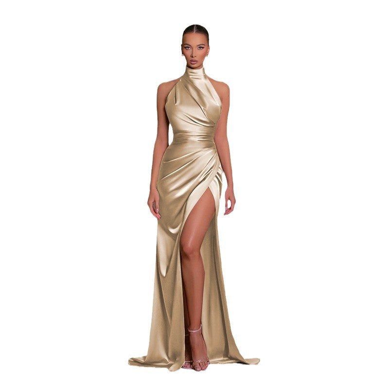 Damen glamouröses Abendkleid mit hohem Schlitz und eleganter Wickeloptik R&B