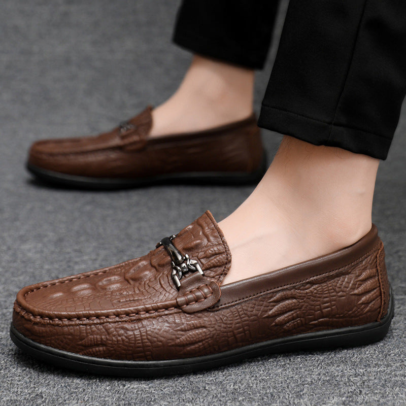Herren elegante Mokassins im modernen Krokodil-Look R&B