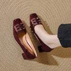 Damen elegante und modische Absatzschuhe mit quadratischer Zehenkappe