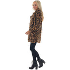 Damen Gemütliche Leopard-Fleecejacke mit offenem Kragen R&B