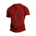 Herren Kurzarm-Henley-T-Shirt mit praktischer Brusttasche R&B