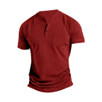 Herren Kurzarm-Henley-T-Shirt mit praktischer Brusttasche R&B