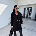 Damen Eleganter Oversized-Blazer mit doppelter Knopfleiste und praktischen Taschen R&B