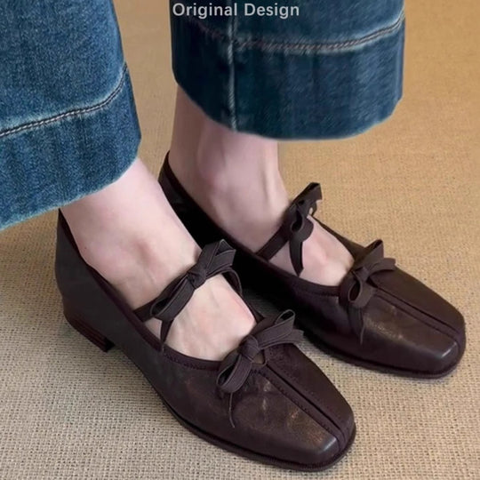 Damen Ballerinas mit femininer Schleifenverzierung und hochwertiger Lederoberfläche R&B