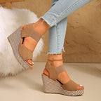 Damen Wedge-Sandalen mit elastischem Riemen und trendiger Struktur