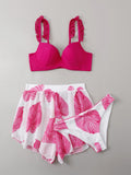 Damen Bikini-Set mit Rüschendetails und fließendem Rock R&B