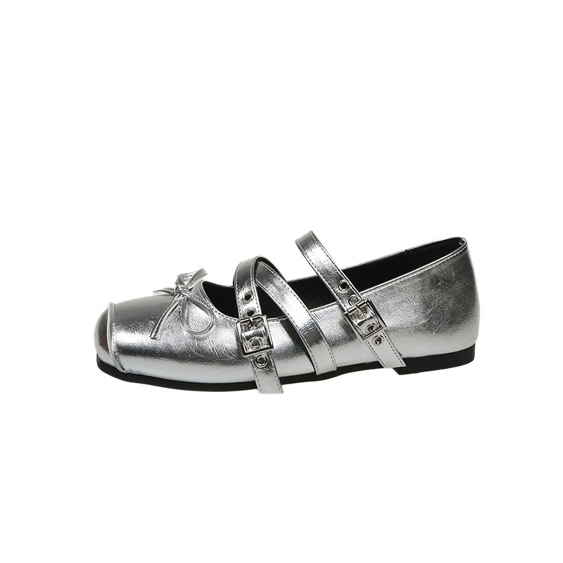 Damen Ballerinas mit verstellbarem Riemen und modischem Schleifendetail R&B