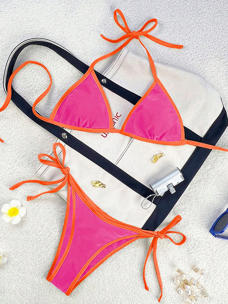 Damen Triangel-Bikini mit verspielten Schleifen R&B