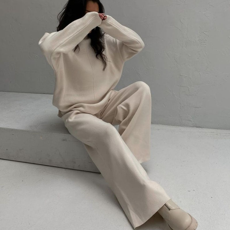 Damen lässiges Strickensemble mit weitem Schnitt und hohen Komfort R&B
