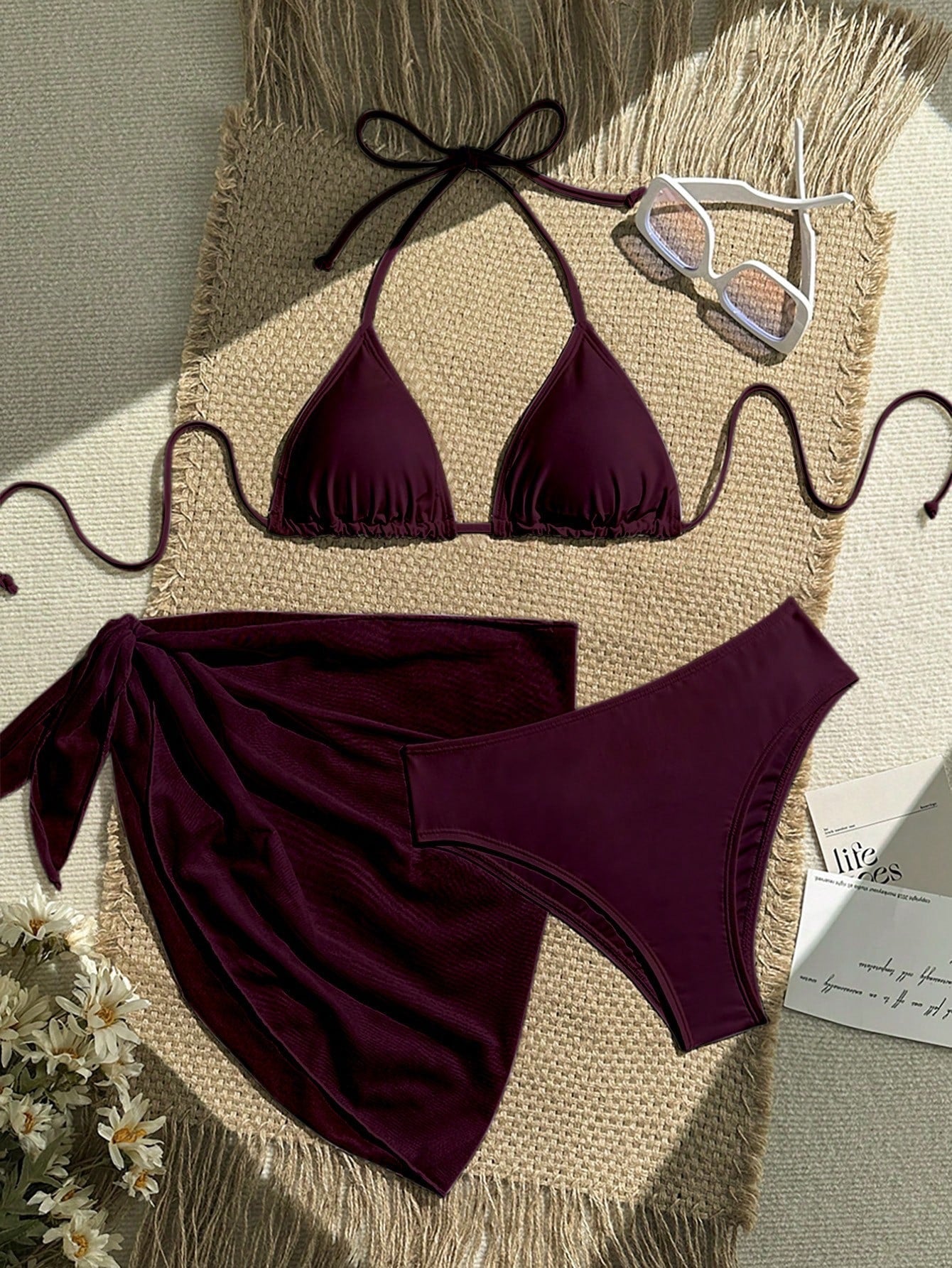 Damen Triangel-Bikini mit Wickeltuch und verstellbaren Trägern R&B