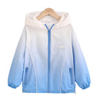 Damen nan leichter Kapuzen-Windbreaker mit Reißverschluss und verdeckten Taschen R&B