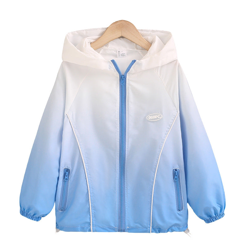Damen nan leichter Kapuzen-Windbreaker mit Reißverschluss und verdeckten Taschen R&B