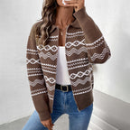 Damen Strickjacke mit braunem Muster