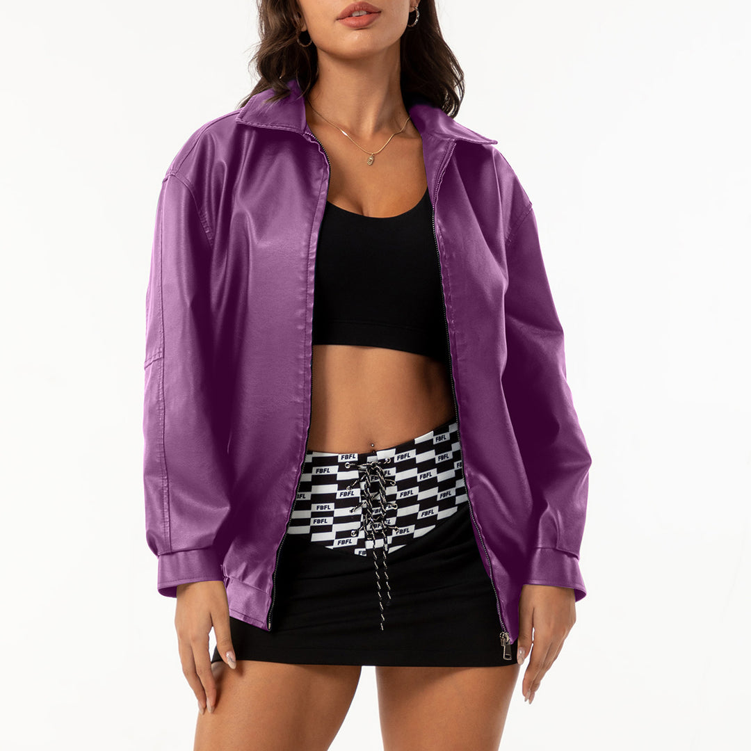 Damen lässige Satinjacke mit modernem Schnitt und praktischen Taschen R&B