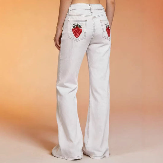 Damen Flared Jeans mit hohem Bund und eleganten Nahtdetails R&B
