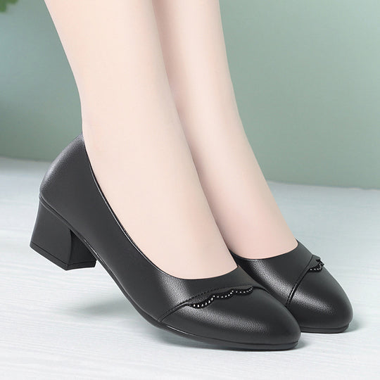 Damen Elegante Pumps mit zierlicher Wellenkante und komfortablem Blockabsatz R&B