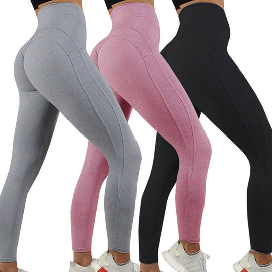 Damen Hochwertige Fitness-Leggings mit hohem Bund und Seitentaschen R&B