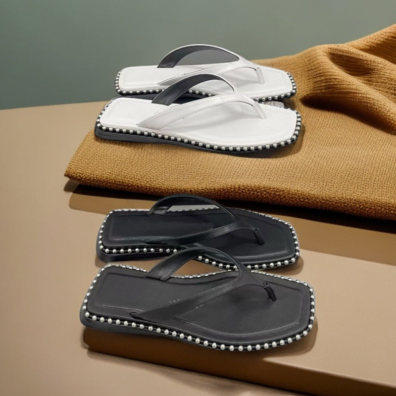 Damen modische Flip-Flops mit Perlenschmuck