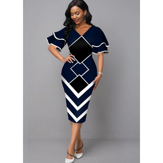 Damen Figurbetontes Kleid mit einzigartigem geometrischem Design R&B