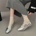 Damen Ballerinas mit dekorativen Riemchen und modischem Glanz R&B