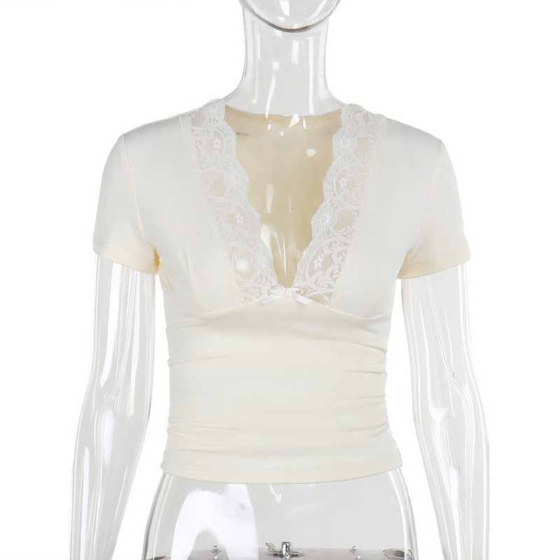 Damen elegantes Spitzenoberteil R&B
