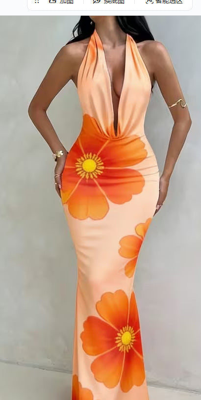 Damen Maxikleid mit raffiniertem Wickelausschnitt und floralem Design R&B