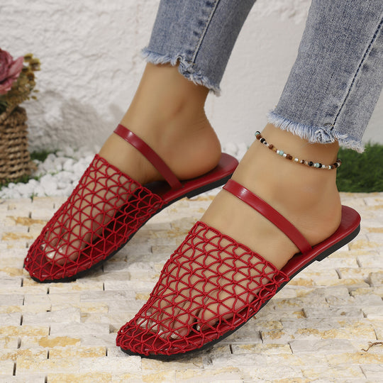 Damen Offene und luftige Riemchen-Sandalen mit Netzdesign R&B