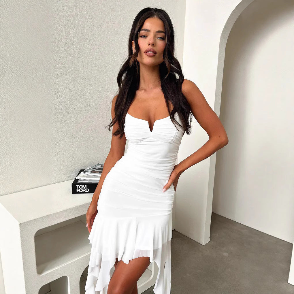 Damen Cocktailkleid mit geschichtetem Volant und raffinierten Drapierungen R&B