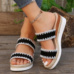 Damen modische Wedgesandalen mit exquisiten Ziernähten R&B