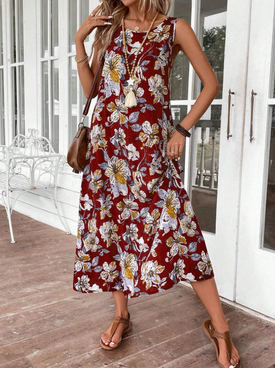 Damen Langes Sommerkleid mit floralem Muster und elegantem Schnitt R&B