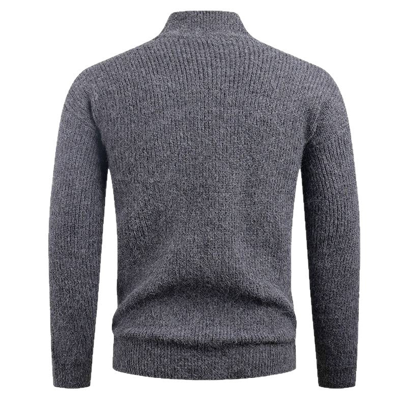 Herren Strickpullover mit hohem Kragen und dekorativem Reißverschluss R&B
