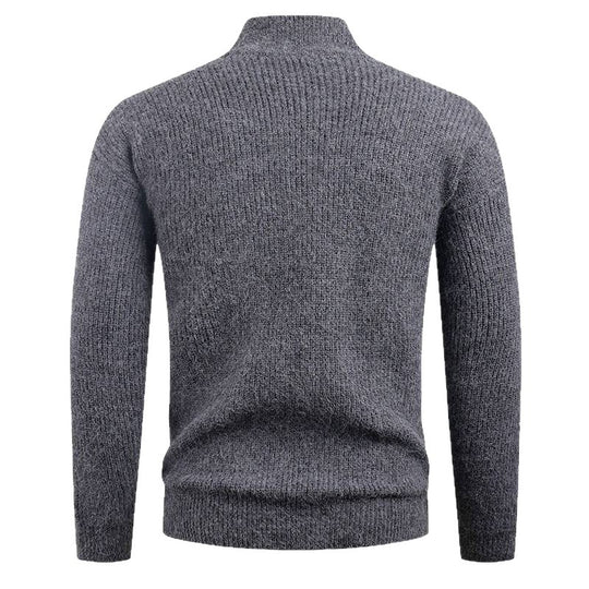 Herren Strickpullover mit hohem Kragen und dekorativem Reißverschluss R&B