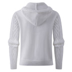 Herren stylischer Strickpullover mit Kapuze und Knopfdetails R&B