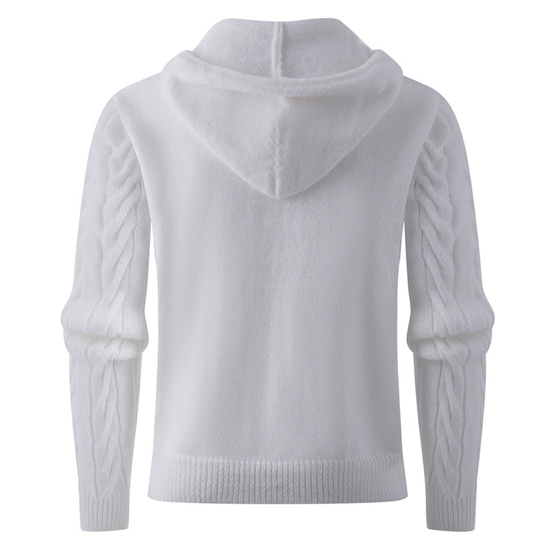 Herren stylischer Strickpullover mit Kapuze und Knopfdetails R&B