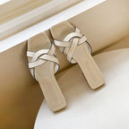 Damen Schnallen-Sandalen mit geflochtenem Riemendesign und rutschfester Sohle R&B