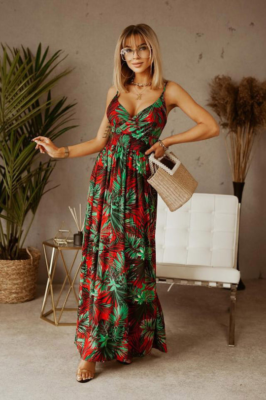 Damen Maxikleid mit floralen Mustern und raffiniertem Schnitt R&B