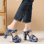 Damen Plateau-Sandaletten mit stylishen Riemen und hohem Blockabsatz R&B