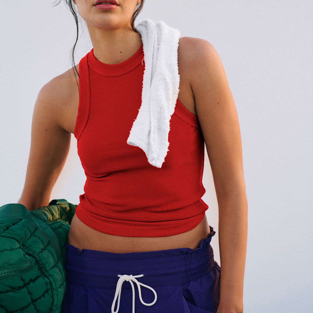 Damen Sportliches Oberteil mit schmalem Kragen und figurbetonendem Design R&B