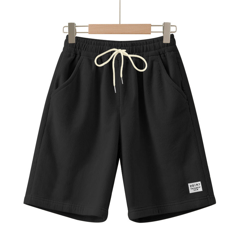 Herren nan knielange Lounge-Shorts im Rippenstrukturjersey mit elastischem Kordelzugbund und aufgesetzten Eingrifftaschen R&B