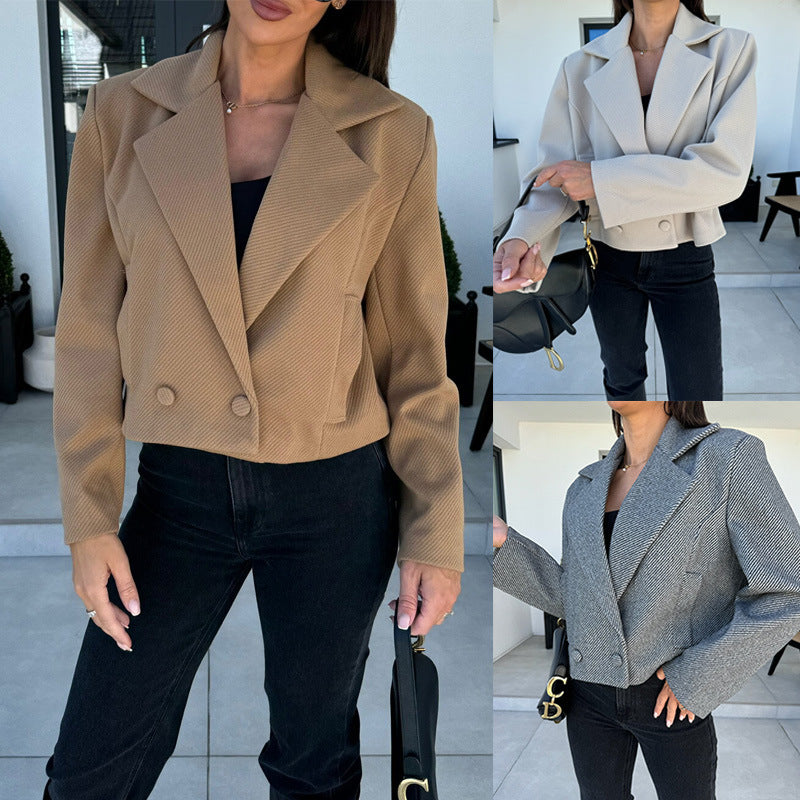 Damen schicke taillierte Blazerjacke mit doppelter Knopfleiste R&B