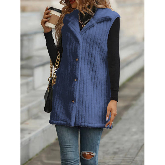 Damen Elegante und kuschelige Teddyjacke mit Knopfleiste R&B