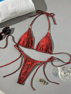 Damen Triangel-Bikini mit schickem Schlangenmuster R&B