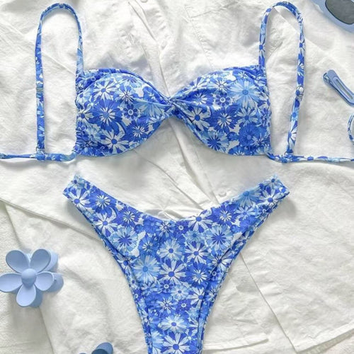 Damen Triangel-Bikini mit floralem Design R&B