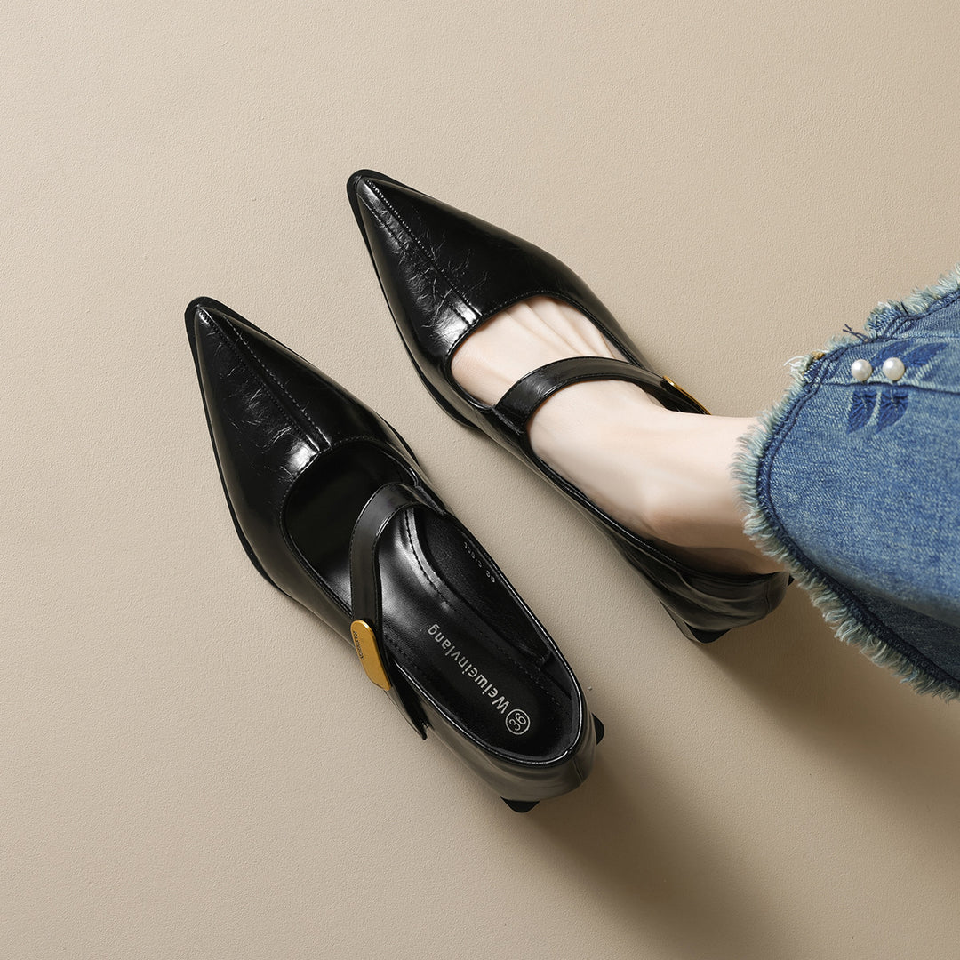 Damen modische Slingback-Pumps mit eleganter Riemenverzierung R&B