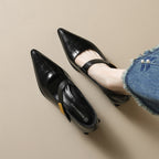 Damen modische Slingback-Pumps mit eleganter Riemenverzierung